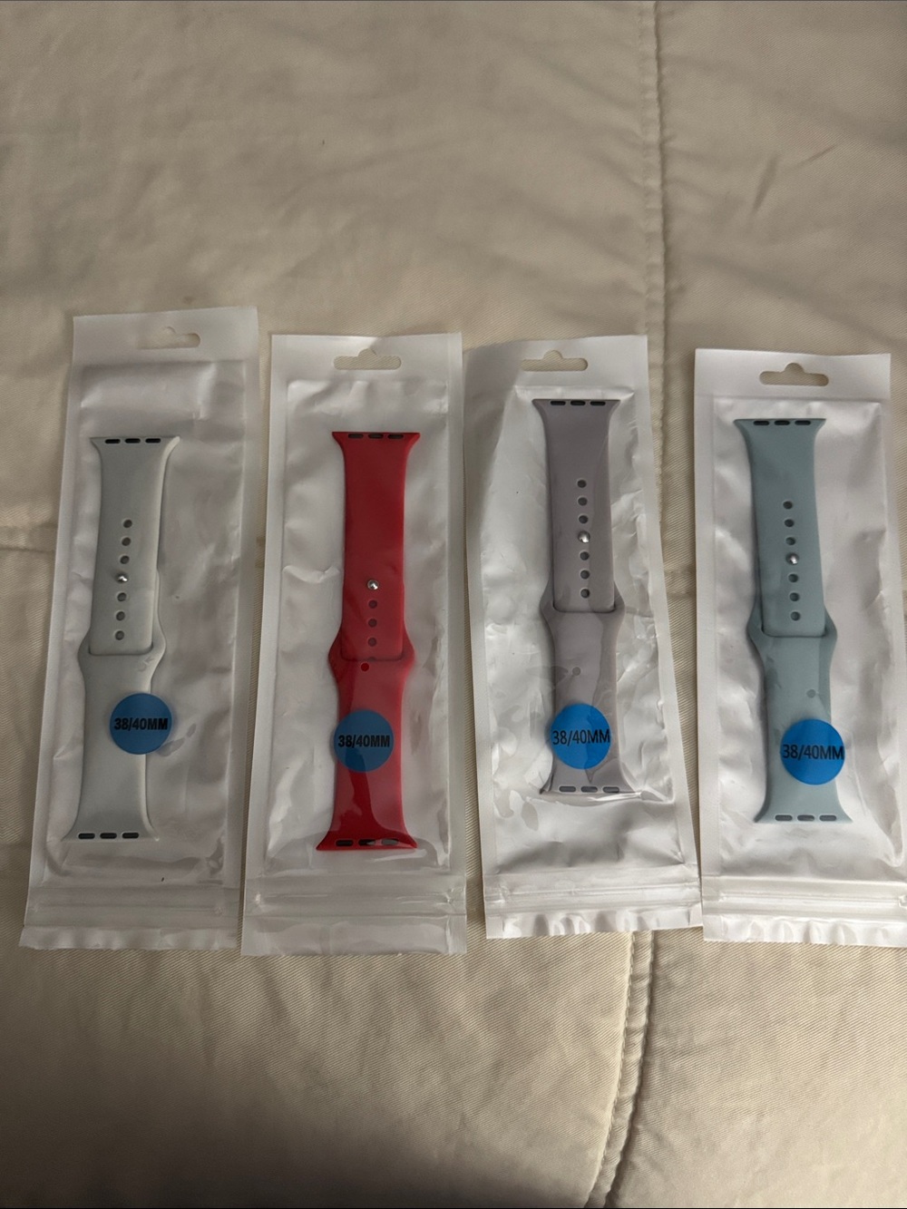 Silicone Replacement Watch Band - White, Red, Gray, Blue (38/40mm)